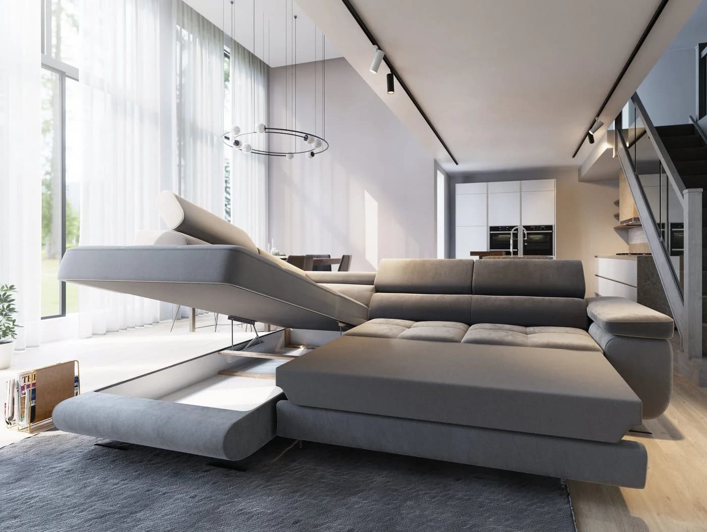 Masseno Ecksofa SELVA L-Form mit Schlaffunktion und Bettkasten - Bild 4