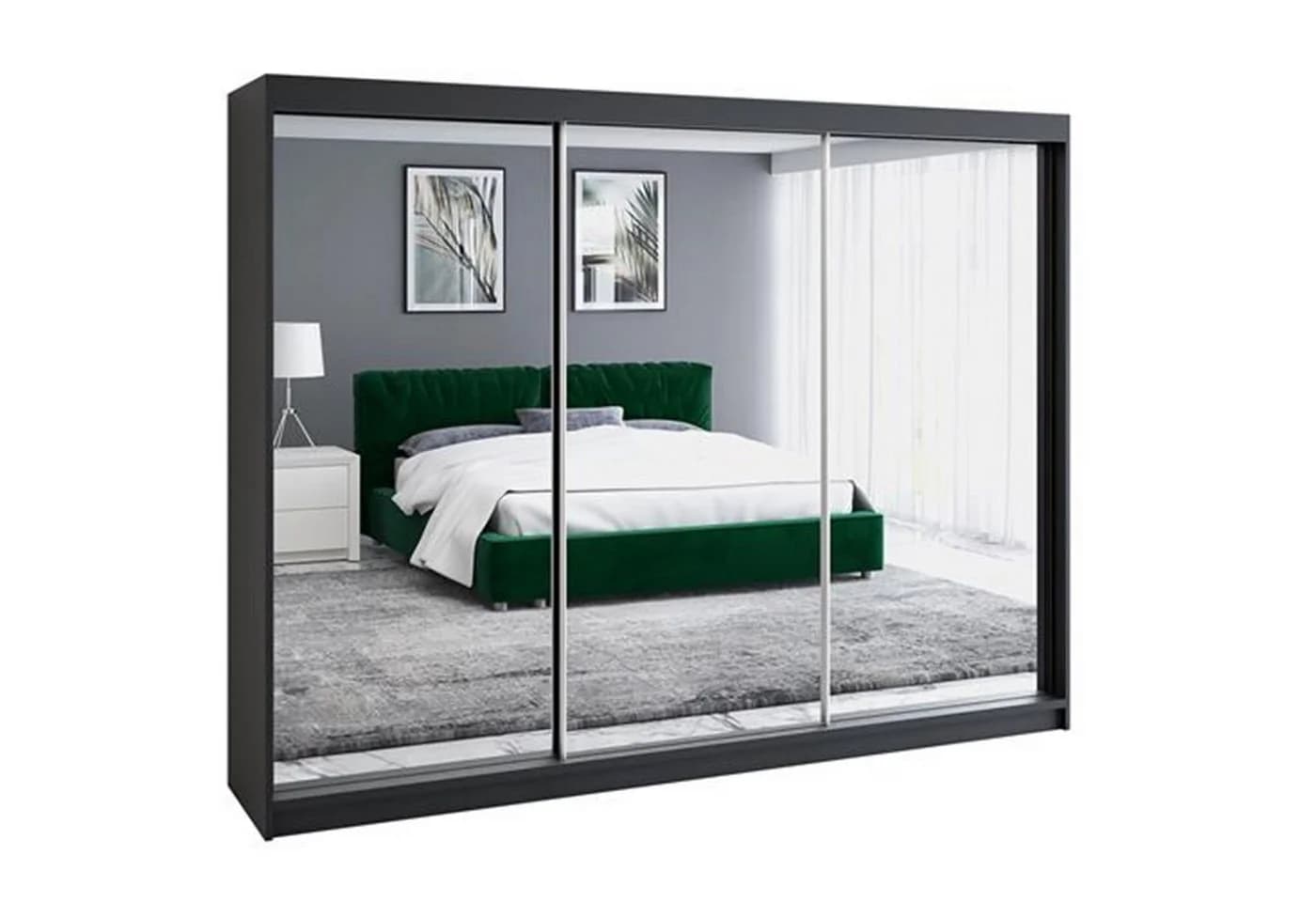 A&J MöbelLand Schiebetürenschrank ULMA 3-türig Schwarz - Bild 2