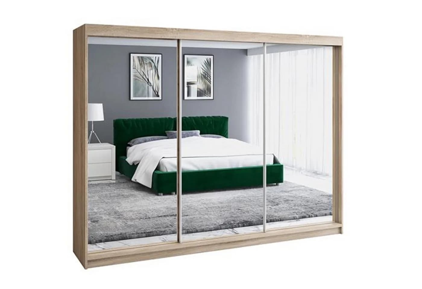 A&J MöbelLand Schiebetürenschrank ULMA 3-türig mit Spiegeln - Bild 2