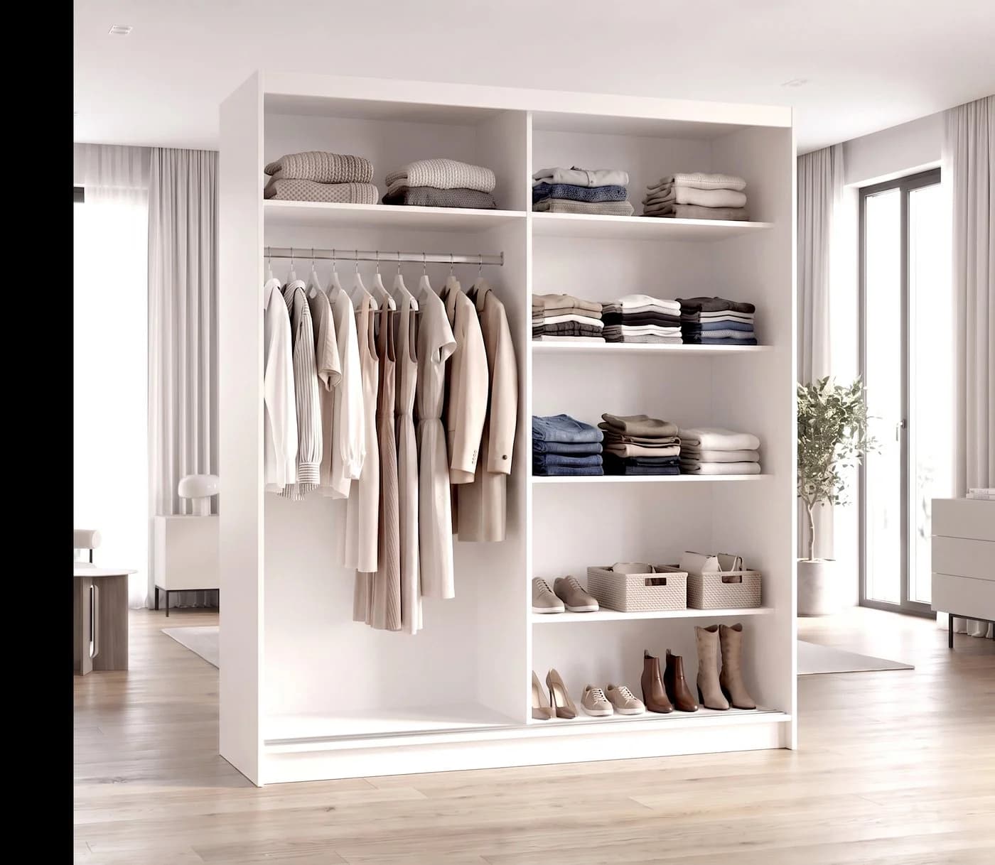 A&J MöbelLand Schiebetürenschrank mit Spiegel 180 cm Weiß - Bild 3
