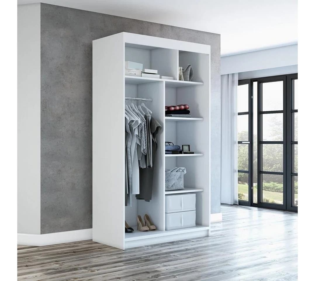A&J MöbelLand ERA Kleiderschrank mit Spiegeltüren Weiß/Schwarz - Bild 3