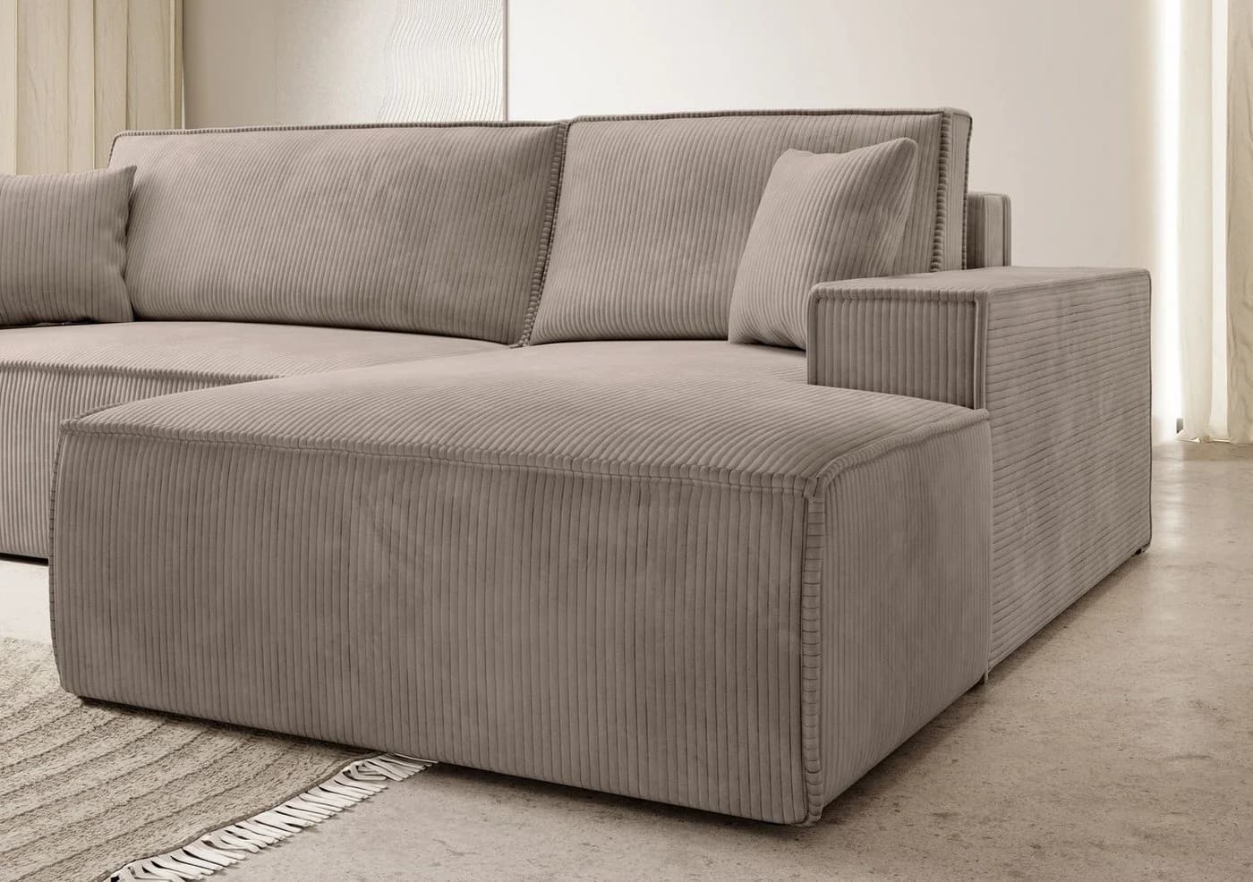 Selsey Ecksofa FARESE NEW Beige mit Schlaffunktion und Bettkasten