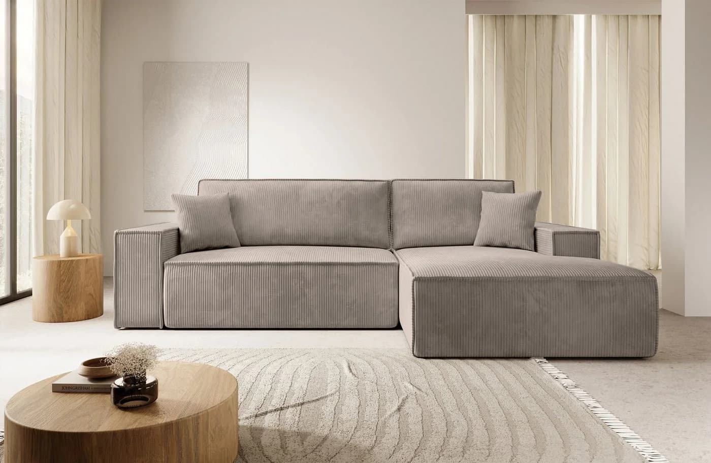 Selsey Ecksofa FARESE NEW Beige mit Schlaffunktion und Bettkasten - Bild 2