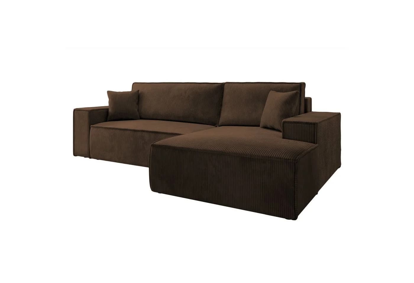 Selsey Ecksofa FARESE NEW mit Schlaffunktion und Bettkasten Cord Braun