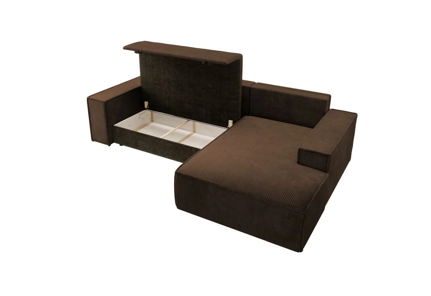 Selsey Ecksofa FARESE NEW mit Schlaffunktion und Bettkasten Cord Braun - Bild 3