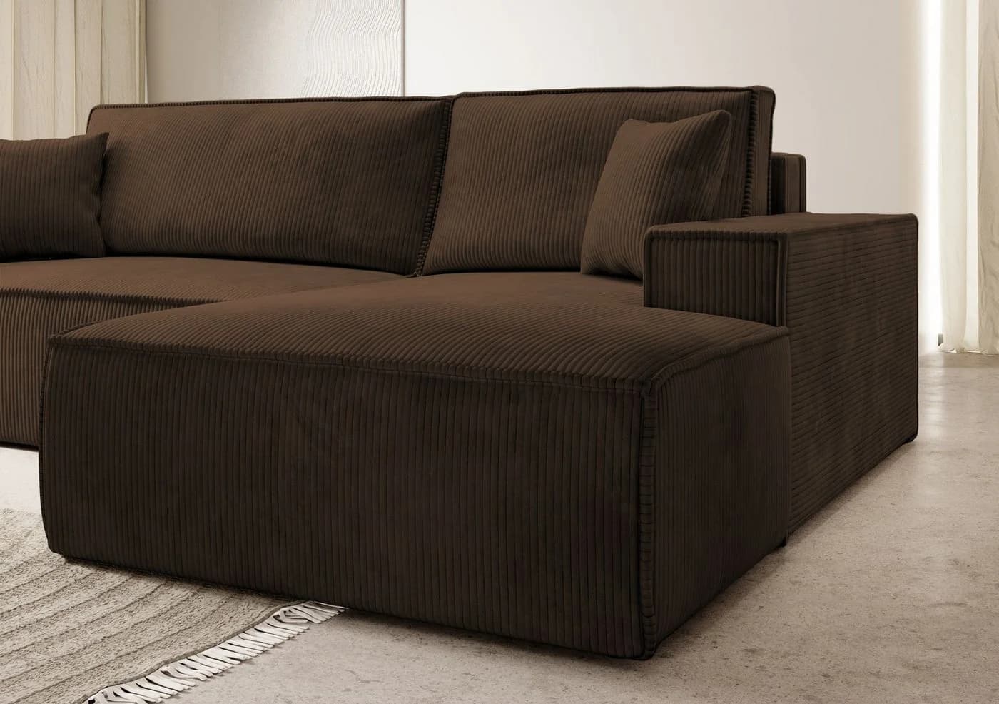 Selsey Ecksofa FARESE NEW mit Schlaffunktion und Bettkasten Cord Braun - Bild 5