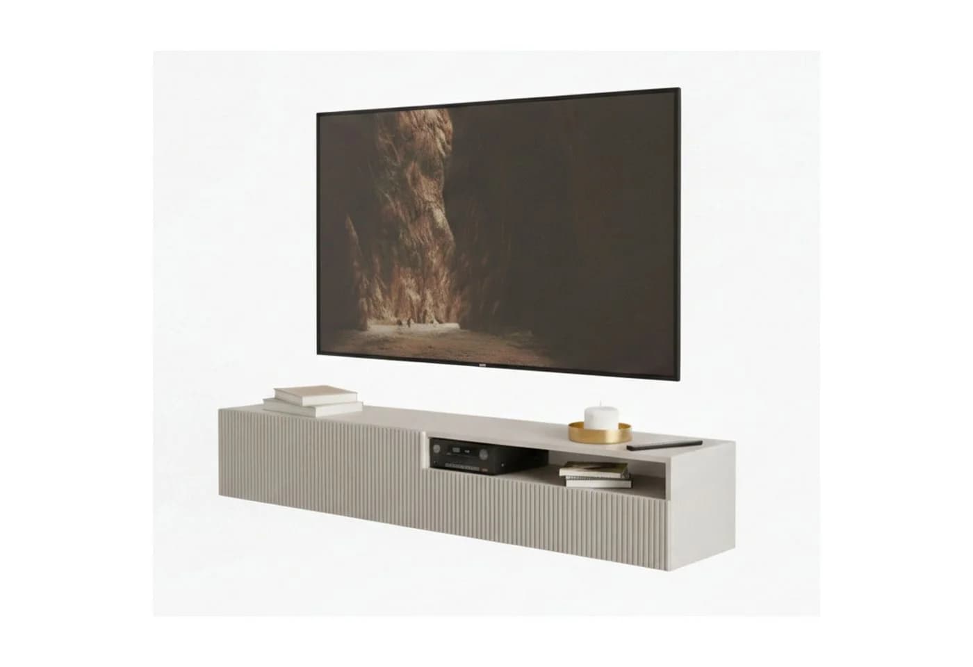 Selsey TV-Hängeboard VELDIO 175 cm Grau Riffel-Optik Lowboard - Bild 2