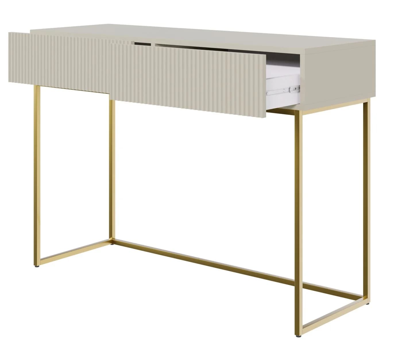 Selsey Schminktisch VELDIO 2 Schubladen Gold Metallgestell - Bild 3