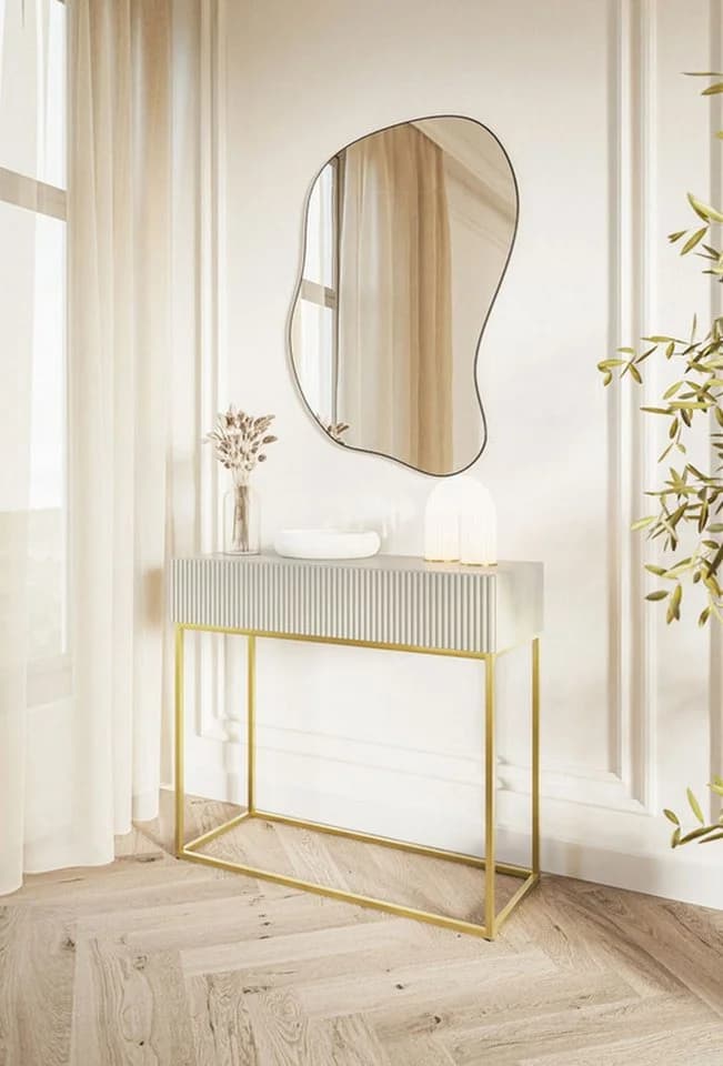 Selsey Konsolentisch VELDIO mit Schublade und goldenem Metallgestell