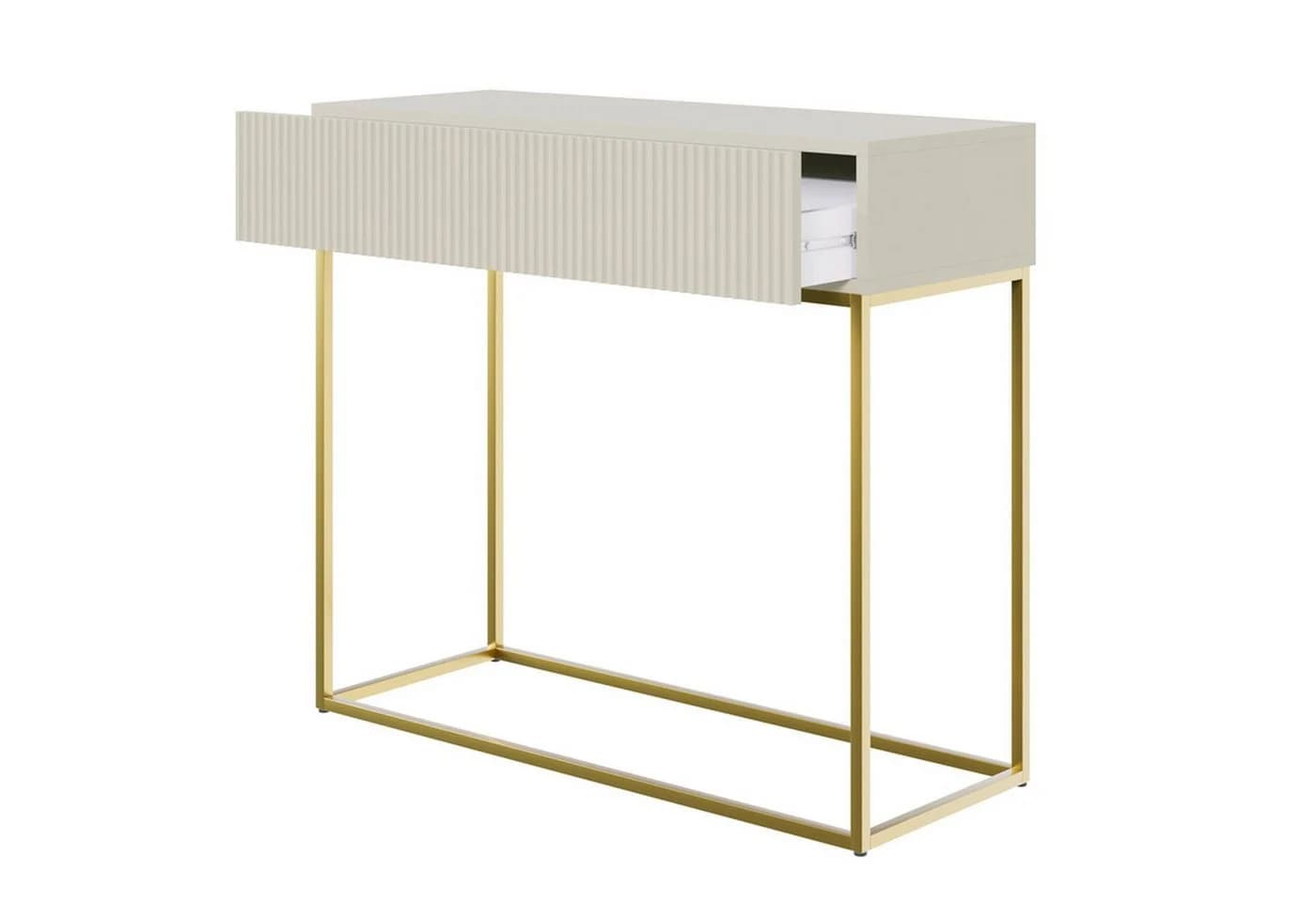 Selsey Konsolentisch VELDIO mit Schublade und goldenem Metallgestell - Bild 3