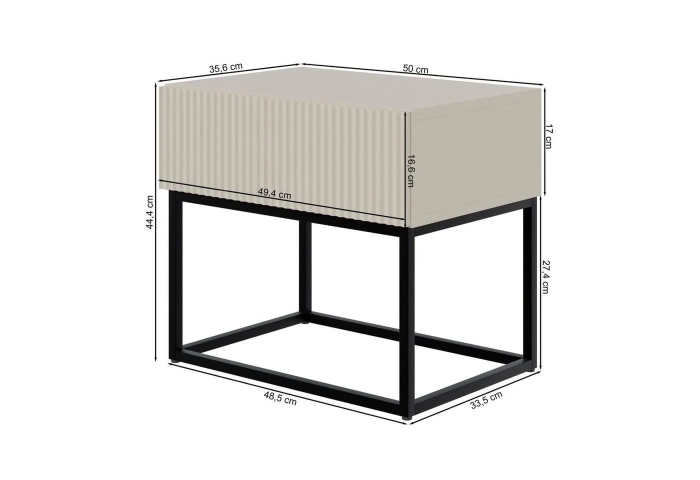 Selsey Nachttisch Veldio 50 cm mit Schublade gefräster Front Metallbeine - Bild 4