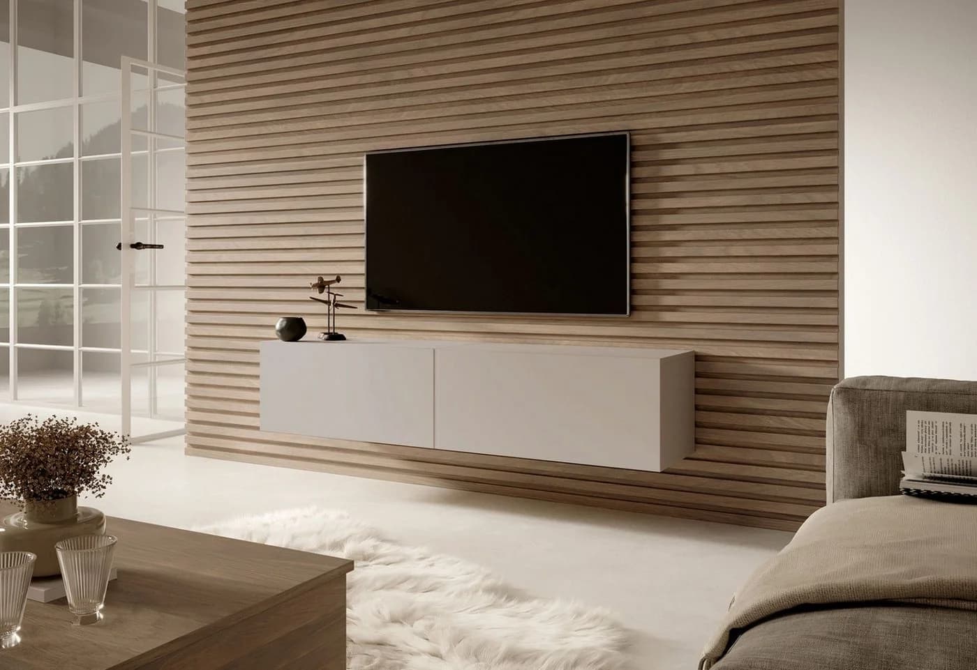Selsey TV-Schrank BISIRA Hängend 2 Türen Modern Greige