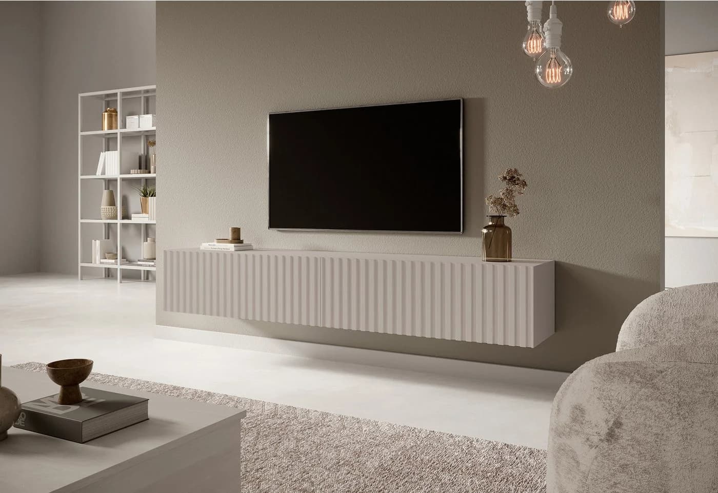 Selsey TV-Schrank TELIRE Hängend 175 cm Grau Matt