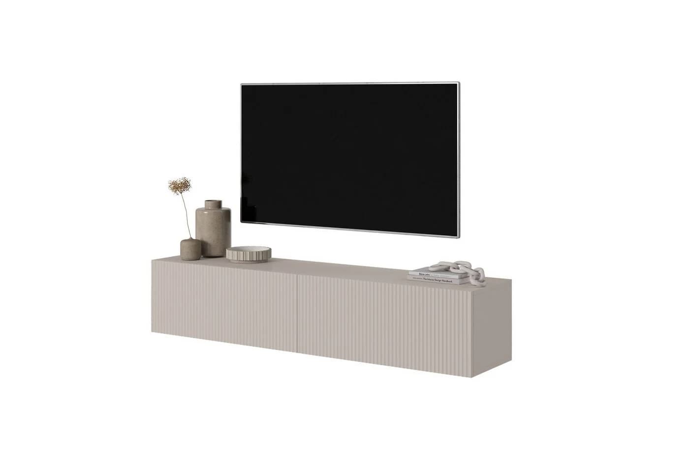 Selsey TV-Schrank VELDIO Kompaktes Hängeboard geriffelt Push-to-Open Matt - Bild 2