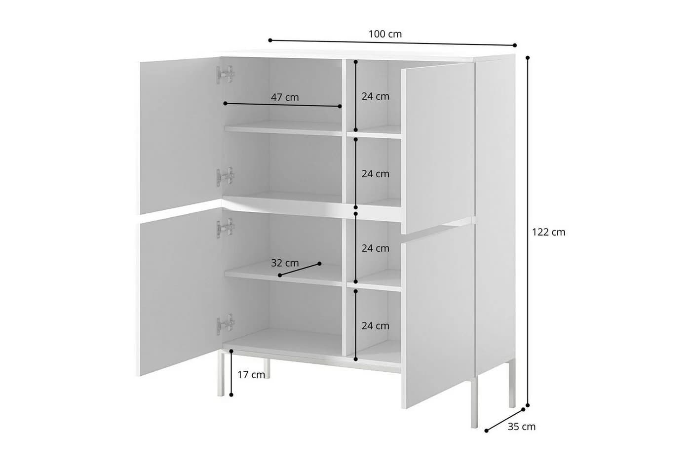 Selsey Highboard BEMMI Modern Schwarz 100 cm - Bild 5