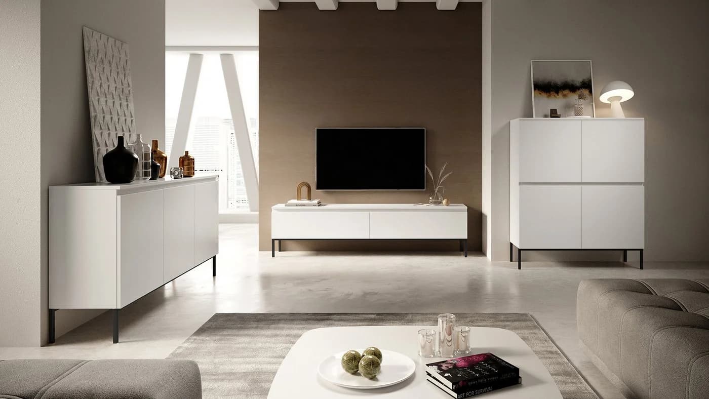 Selsey TV-Schrank BEMMI 2-türig Weiß Metallgestell grifflos - Bild 4