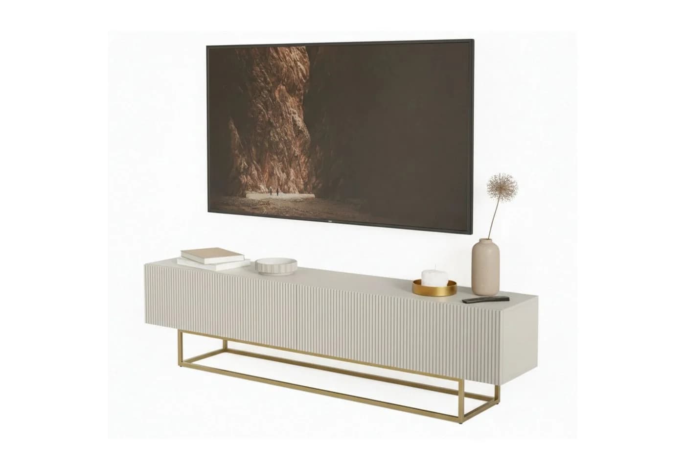 Selsey TV-Schrank VELDIO Lowboard 175 cm Grau Metallgestell - Bild 2