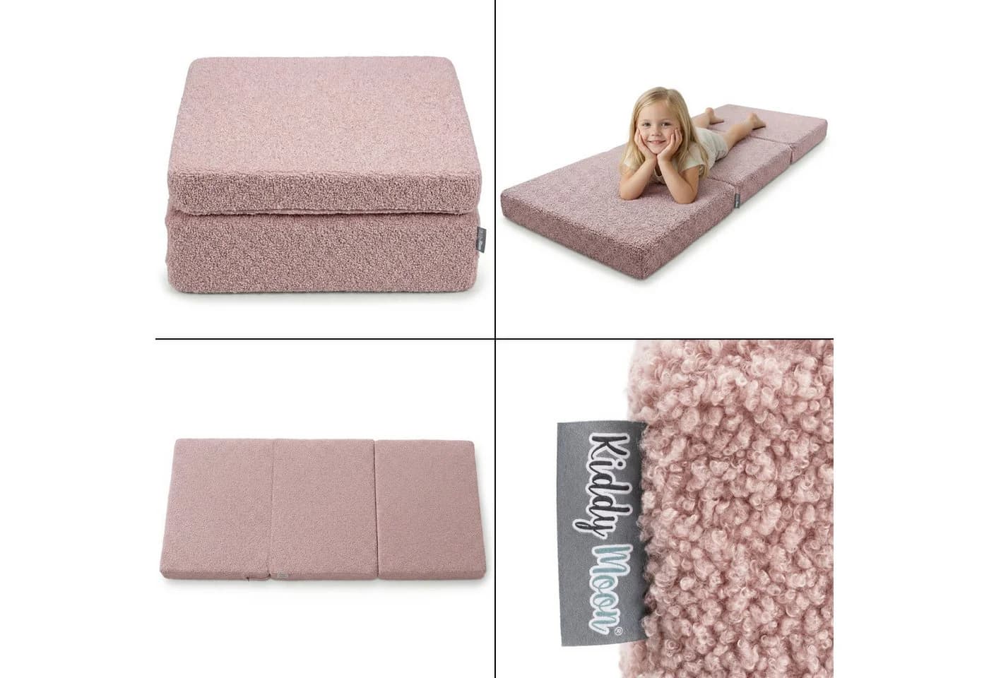 KiddyMoon Klappmatratze KMM-1650 Rosa Teddy-Bezug - Bild 5