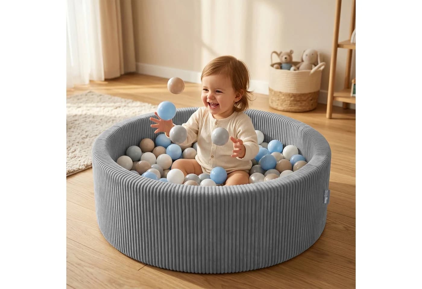 KiddyMoon Bällebad Rund 90cm mit Polyester Bezug - Bild 3