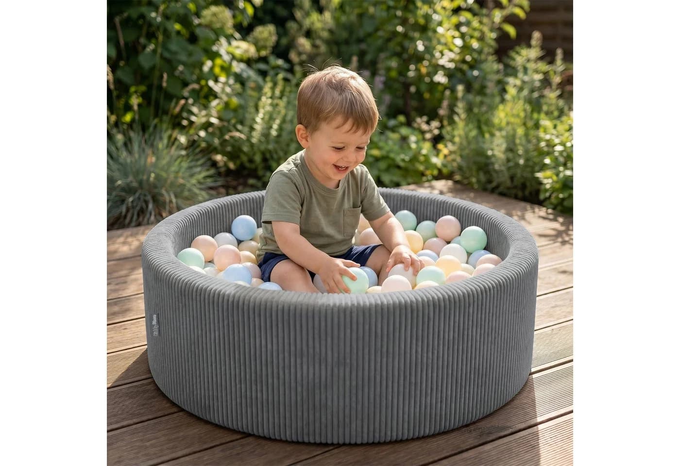 KiddyMoon Bällebad Rund 90cm mit Polyester Bezug - Bild 4