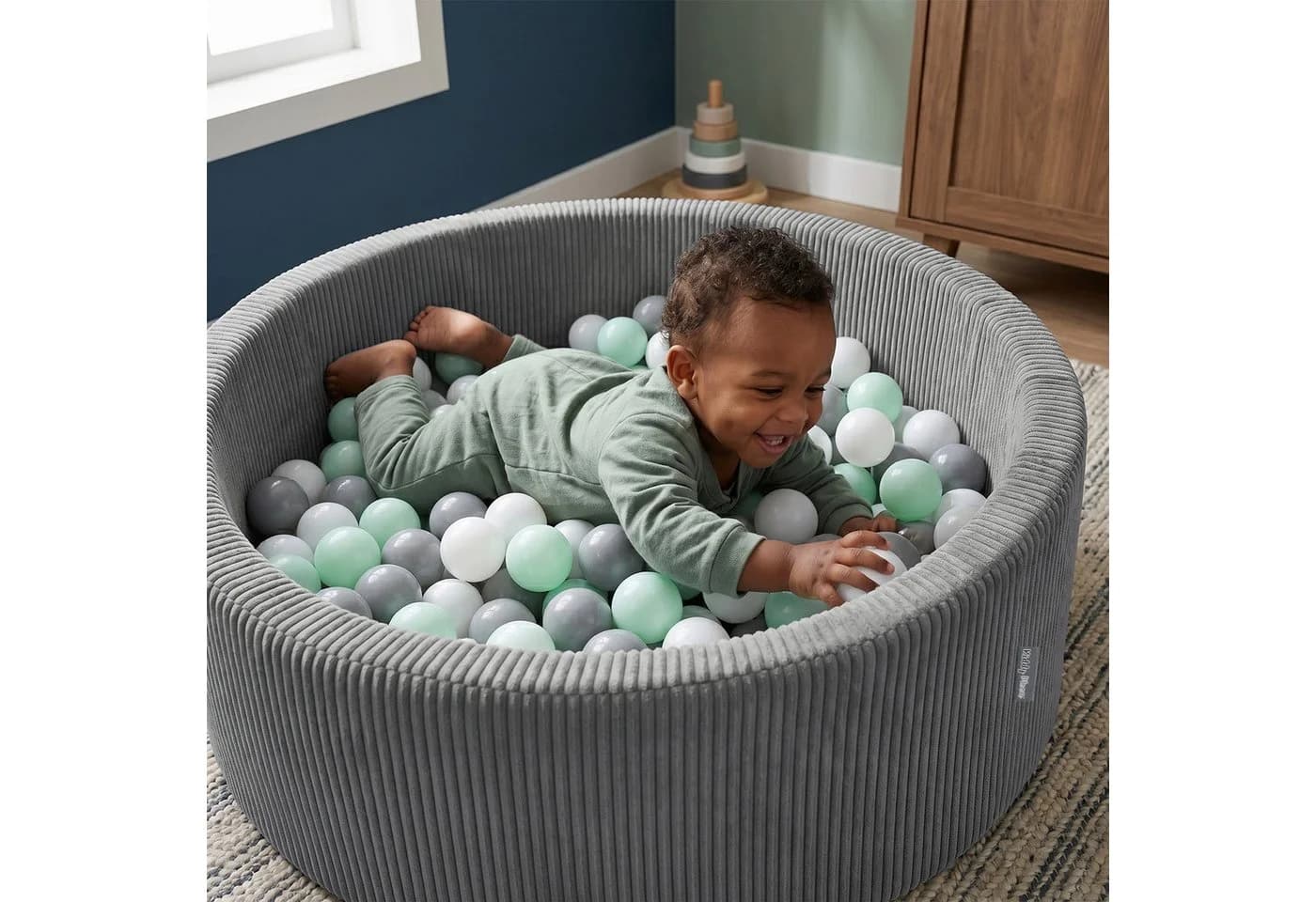 KiddyMoon Bällebad Rund 90cm mit Polyester Bezug - Bild 5