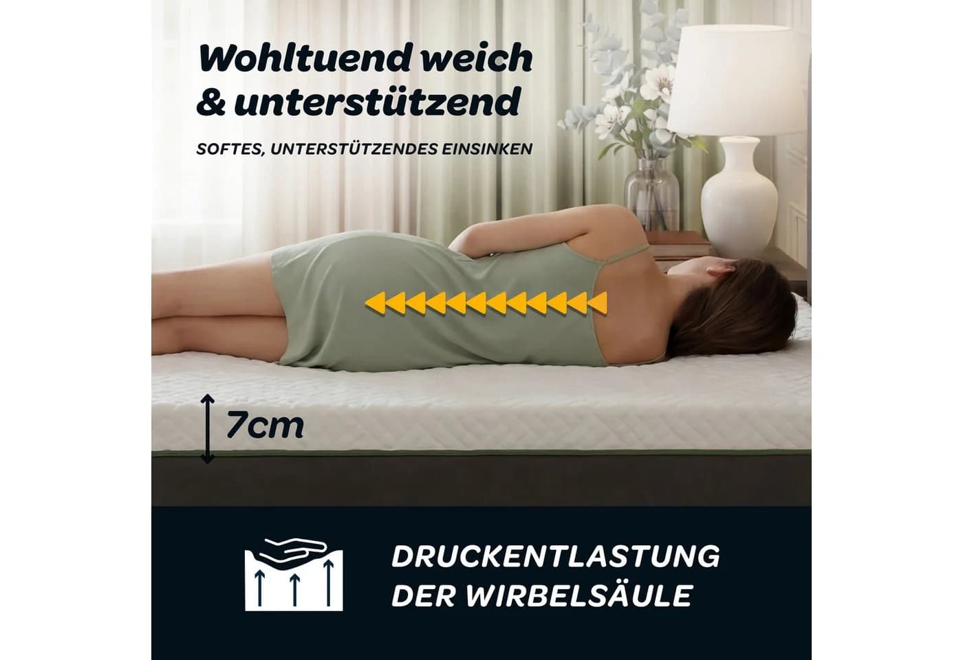 Dunlopillo Topper Supreme 7 cm Graphit-Schaum Weiß