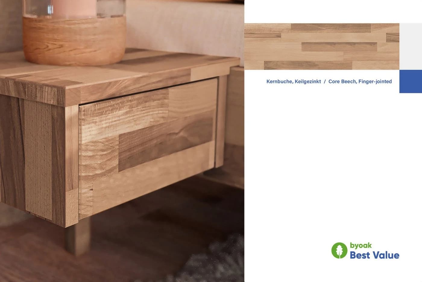 byoak Nachtkommode PENNY 2er Set Massivholz Geölt Braun