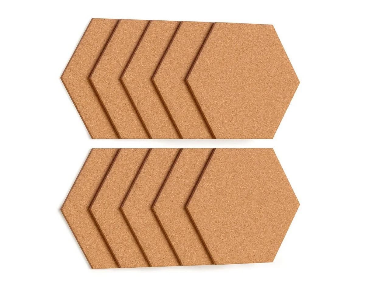 ALLboards Pinnwand Set 10x Sechseckig Kork Wabenform Braun - Bild 2