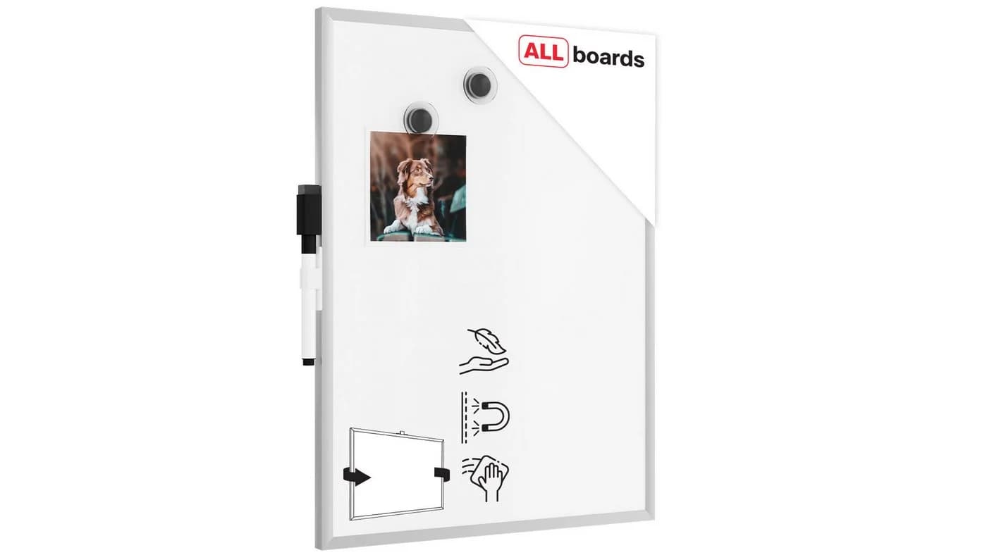 ALLboards Magnettafel Whiteboard A7 Weiß Aluminiumrahmen Magnetisch - Bild 2
