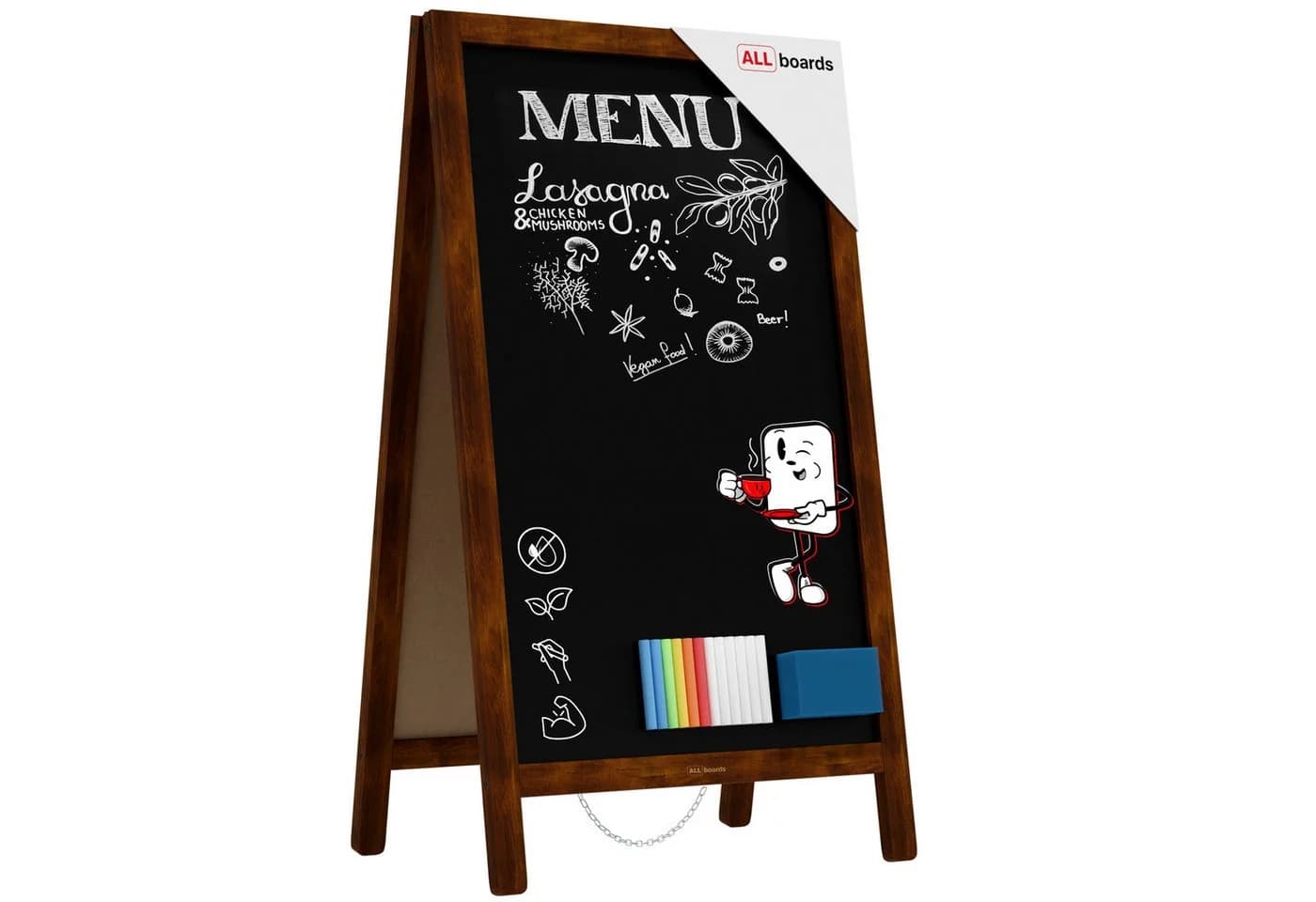 ALLboards Kundenstopper Tafel mit Holzrahmen Schwarz/Braun - Bild 2