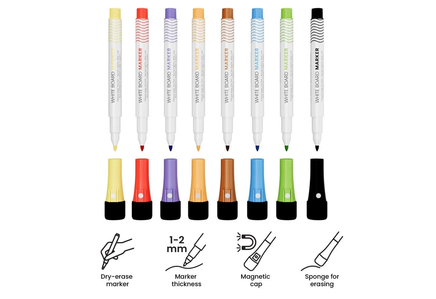 ALLboards Whiteboard Marker Set 8-tlg. Dünnspitzig Bunt
