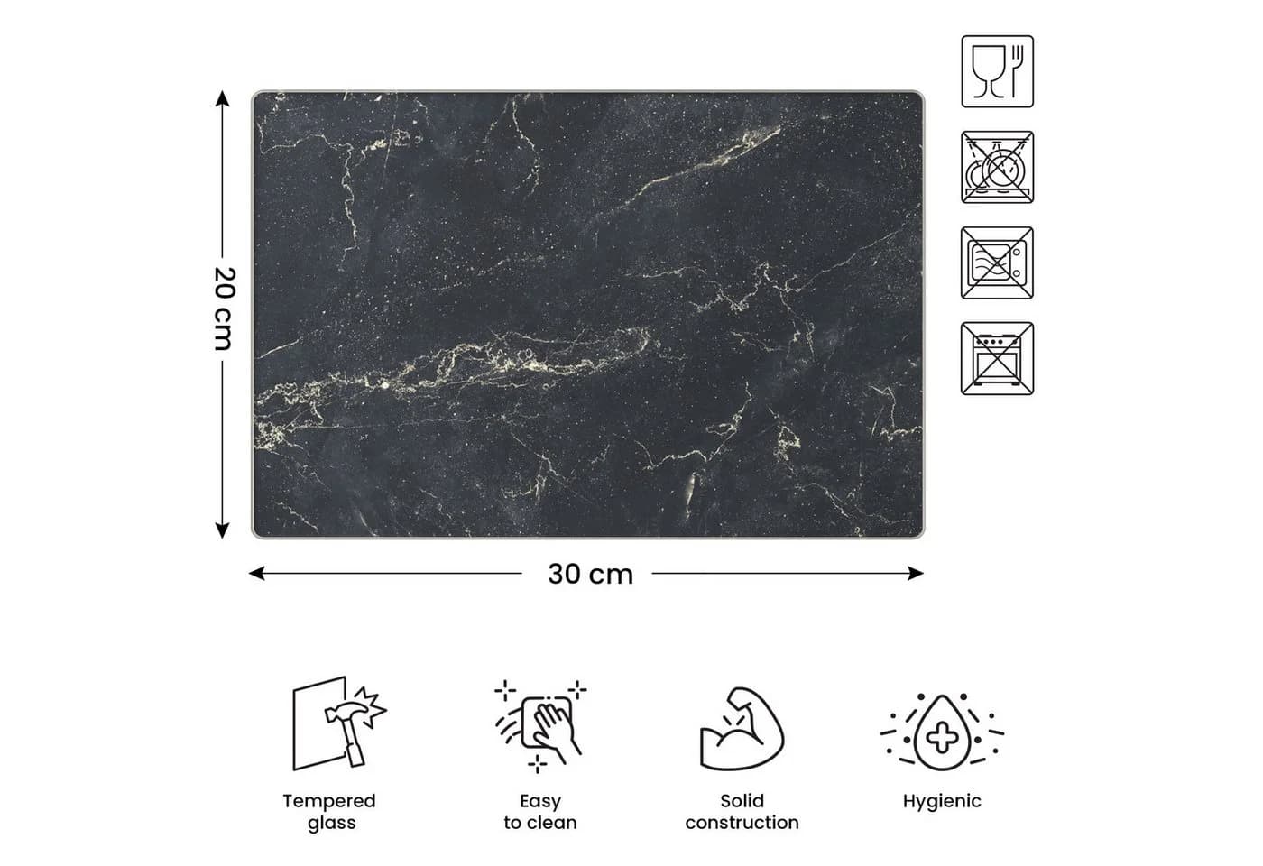 ALLboards Herdabdeckplatte Glas Schwarz Schneidebrett