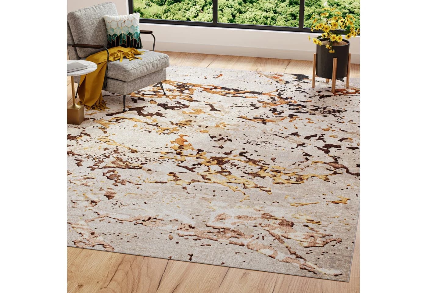 Tapiso Designteppich GOLDEN Modern Vintage Creme Gold