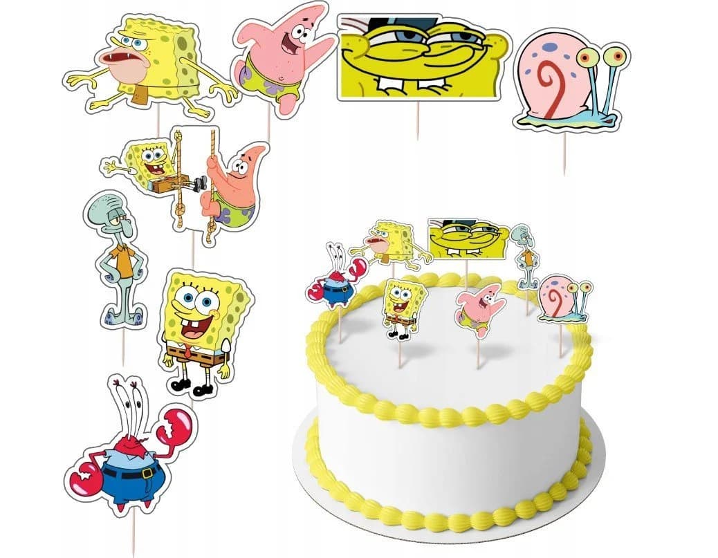 Festivalartikel SpongeBob Tortenstecker Set 8 Stk Gelb