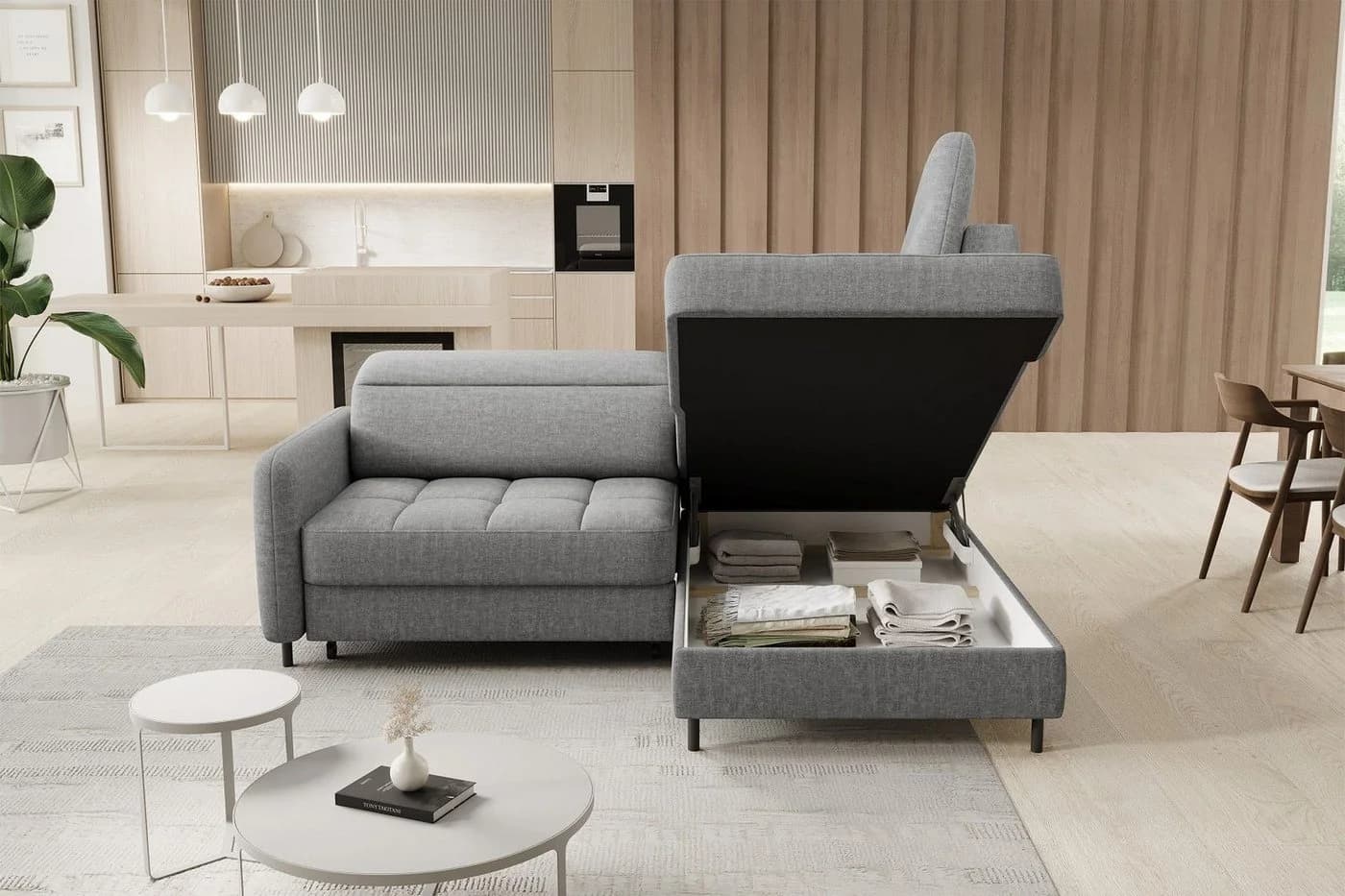 Myhomelando Ecksofa Lalea Grau mit Schlaffunktion und Bettkasten - Bild 4