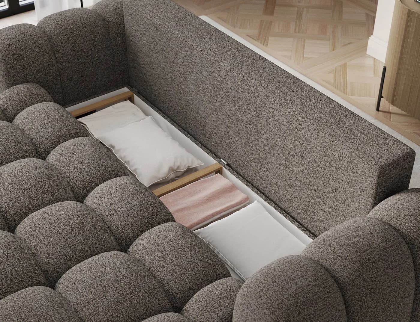 yourhouse24 3-Sitzer Sofa Cotonn Samt mit Schlaffunktion und Bettkasten - Bild 5