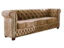 S-Style Möbel Chesterfield-Sofa Leeds 3-Sitzer Beige Samtstoff Bild 1