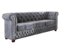 S-Style Möbel Chesterfield-Sofa Leeds 3-Sitzer Grau Samt Bild 1