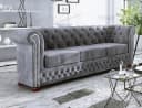 S-Style Möbel Chesterfield-Sofa Leeds 3-Sitzer Grau Samt Bild 2