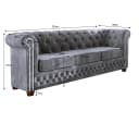S-Style Möbel Chesterfield-Sofa Leeds 3-Sitzer Grau Samt Bild 5