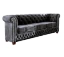 S-Style Möbel Chesterfield-Sofa Leeds 3-Sitzer Samt Schwarz Bild 1