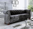 S-Style Möbel Chesterfield-Sofa Leeds 3-Sitzer Samt Schwarz Bild 2
