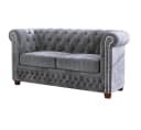 S-Style Möbel Chesterfield-Sofa Leeds 2-Sitzer Grau Samt Bild 1