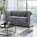 S-Style Möbel Chesterfield-Sofa Leeds 2-Sitzer Grau Samt Bild 2