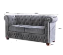 S-Style Möbel Chesterfield-Sofa Leeds 2-Sitzer Grau Samt Bild 5