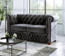 S-Style Möbel Chesterfield-Sofa Leeds 2-Sitzer Schwarz Samt Bild 2