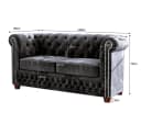 S-Style Möbel Chesterfield-Sofa Leeds 2-Sitzer Schwarz Samt Bild 5