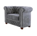S-Style Möbel Chesterfield-Sessel Leeds Grau Samt Holzfüße Bild 1