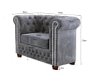 S-Style Möbel Chesterfield-Sessel Leeds Grau Samt Holzfüße Bild 5