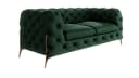 S-Style Möbel Chesterfield-Sofa 2-Sitzer Ashley Grün mit goldenen Metallfüßen Bild 1
